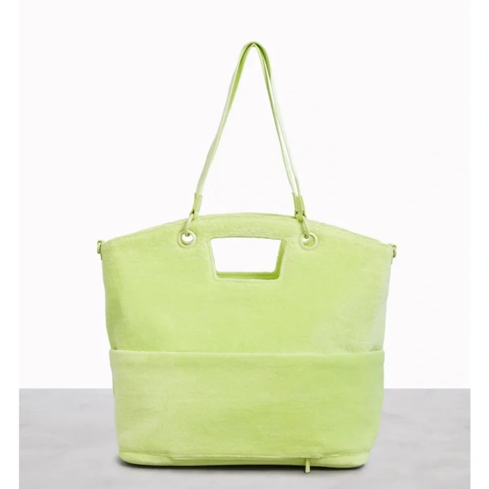 NWT BÉIS / Beis Citron Green Terry Tote Bag - Picture 6 of 13